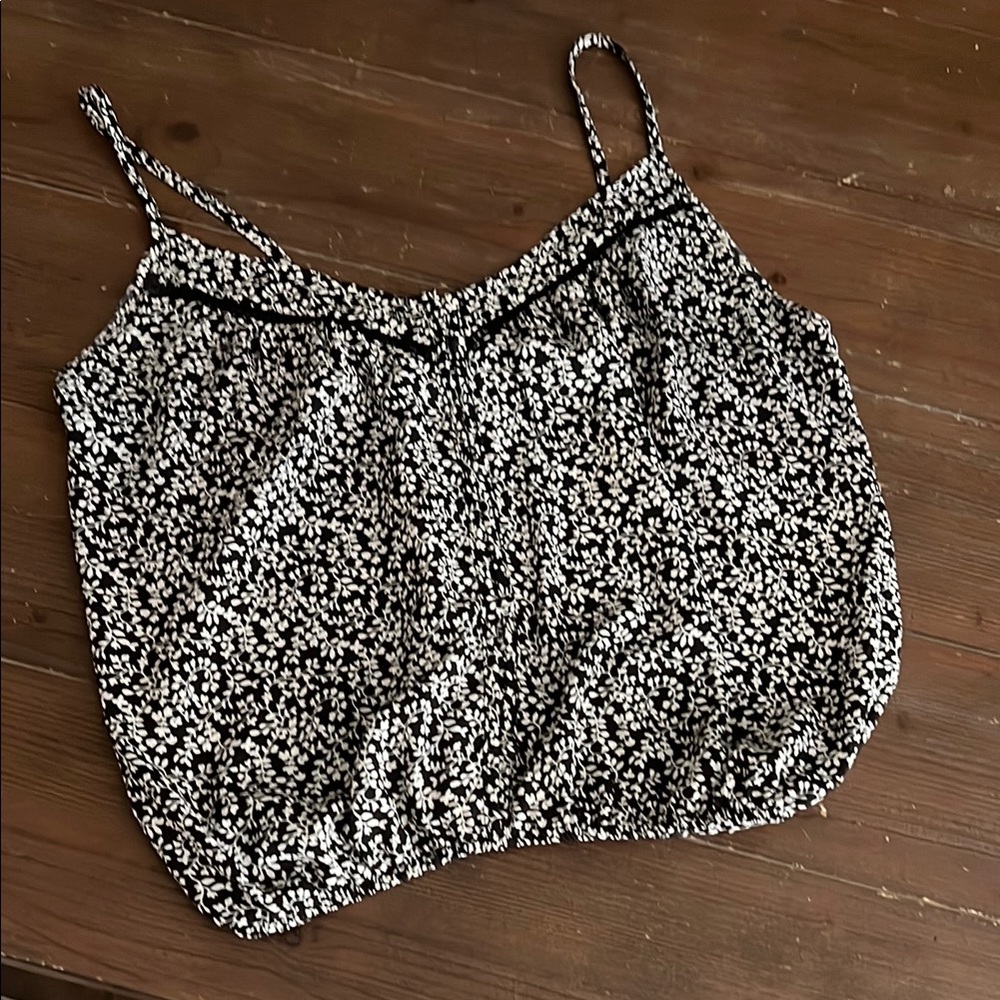 Floral Black and White Women's Top